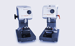 Side-by-side view of the Anton Paar Revetest® Scratch Tester RST 100 and RST 300, displaying the control heads, indenters, and testing bases for material surface testing.